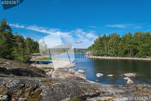 Image of The rocky shore of the lake.