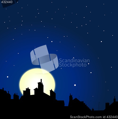 Image of rooftops night view