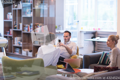 Image of Startup Business Team At A Meeting at modern office building