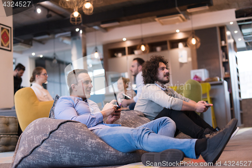 Image of startup Office Workers Playing computer games