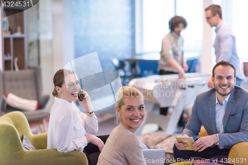 Image of Startup Business Team At A Meeting at modern office building