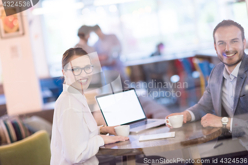 Image of startup Business team Working With laptop in creative office