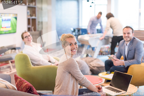 Image of Startup Business Team At A Meeting at modern office building