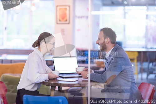 Image of startup Business team Working With laptop in creative office