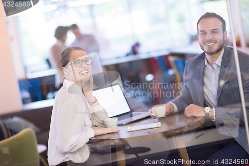 Image of startup Business team Working With laptop in creative office