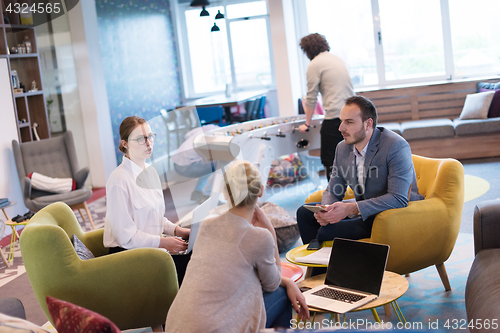 Image of Startup Business Team At A Meeting at modern office building