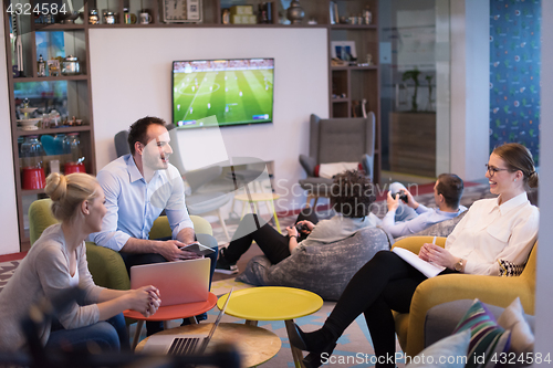Image of Startup Business Team At A Meeting at modern office building