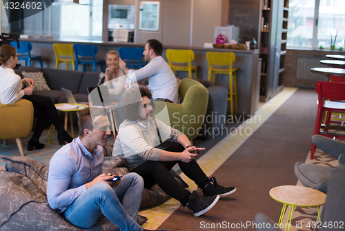 Image of startup Office Workers Playing computer games