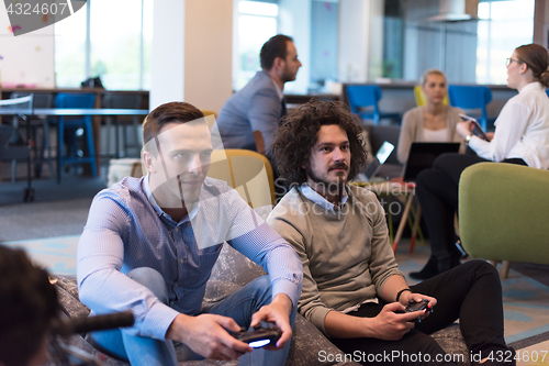 Image of startup Office Workers Playing computer games