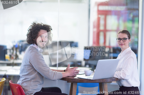 Image of startup Business team Working With laptop in creative office