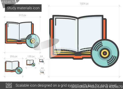 Image of Study materials line icon.