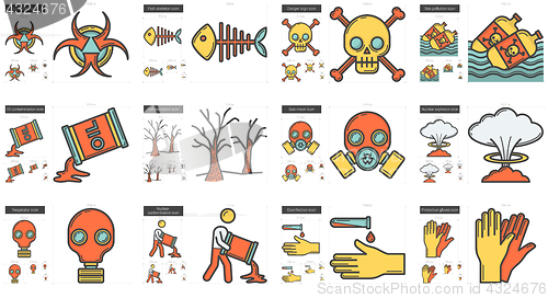 Image of Ecology biohazard line icon set.