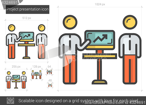 Image of Project presentation line icon.