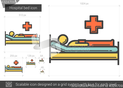 Image of Hospital bed line icon.