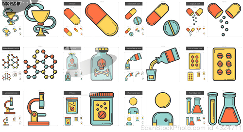 Image of Medicine line icon set.