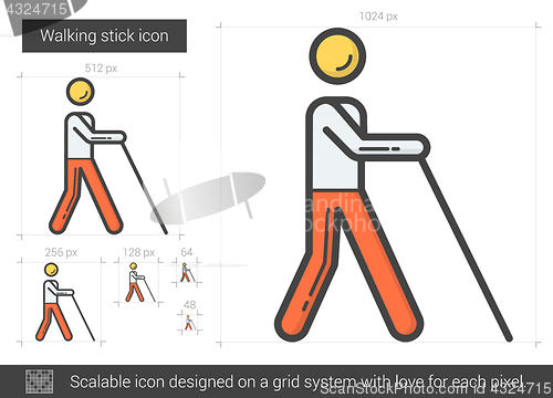 Image of Walking stick line icon.