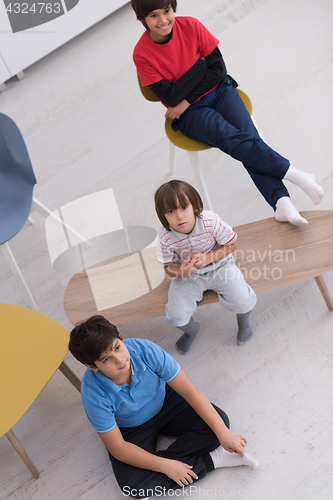 Image of boys in a new modern home