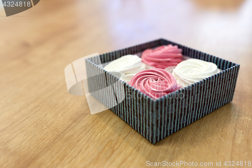 Image of zephyr or marshmallow dessert in gift box