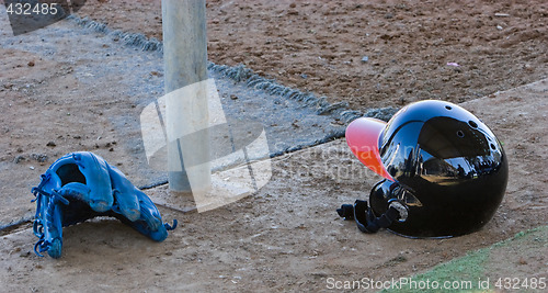 Image of Baseball Glove and Helmet