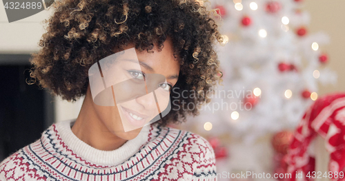 Image of Pretty young African woman with an afro hairstyle