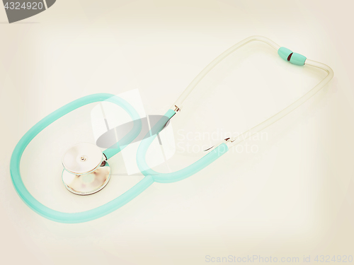 Image of stethoscope. 3d illustration. Vintage style.