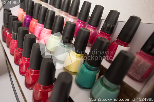 Image of Set of different bottles of nail polish