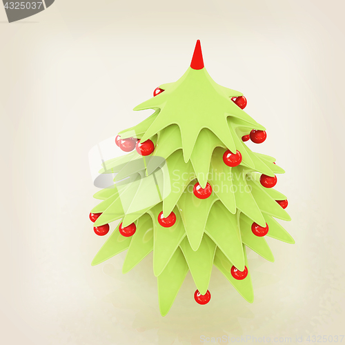 Image of Christmas tree. 3d illustration. Vintage style.