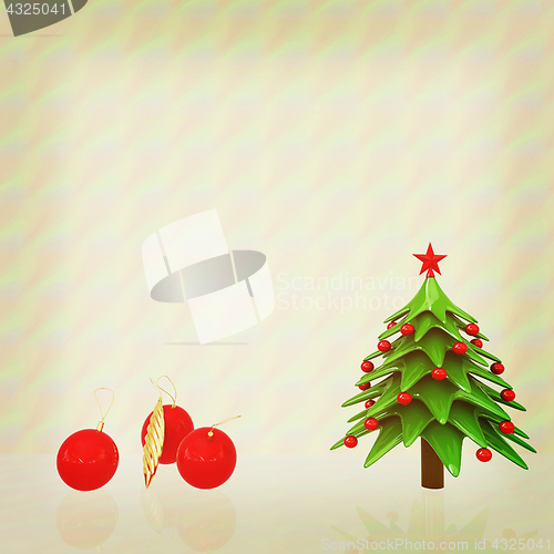 Image of Christmas tree. 3d illustration. Vintage style.