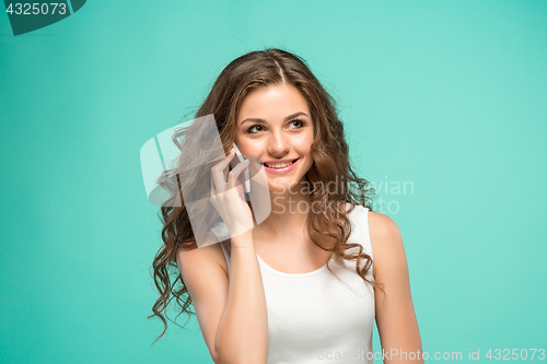 Image of The young woman\'s portrait with happy emotions