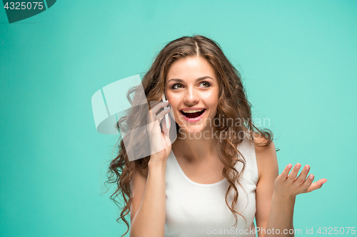 Image of The young woman\'s portrait with happy emotions