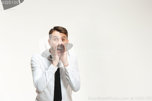 Image of Successful business mane crying on white