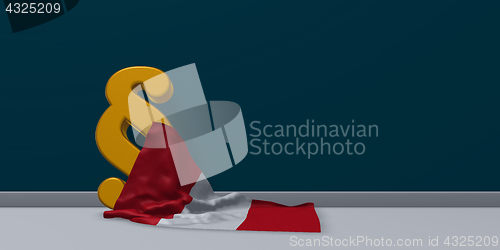 Image of flag of peru and paragraph symbol - 3d illustration