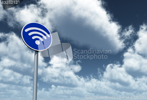 Image of wifi symbol on roadsign - 3d rendering