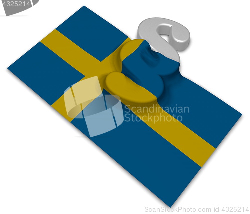 Image of paragraph symbol and flag of sweden - 3d rendering