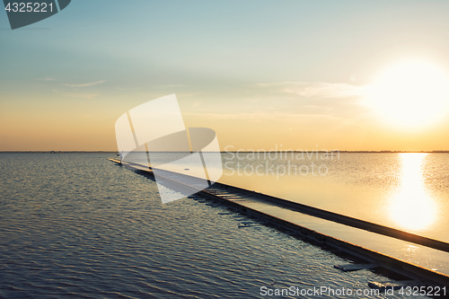 Image of Beauty sunset on salty lake