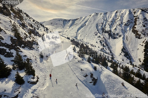 Image of Skiing slopes, majestic Alpine landscape