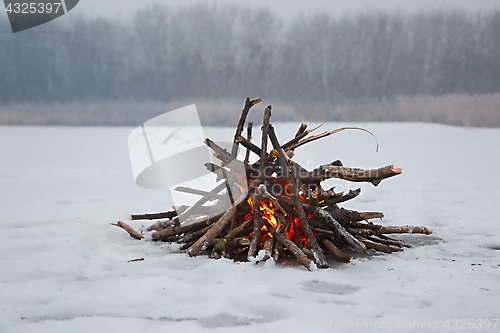 Image of Campfire in winter