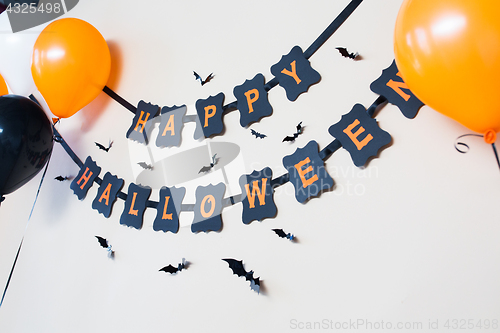 Image of happy halloween party black paper garland