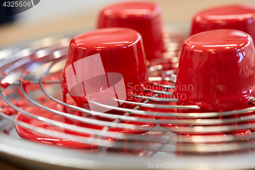 Image of mirror glaze cakes at pastry shop