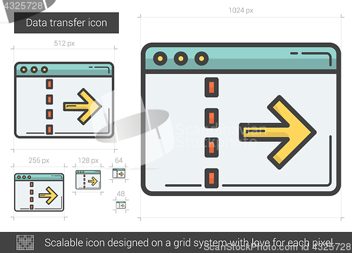 Image of Data transfer line icon.