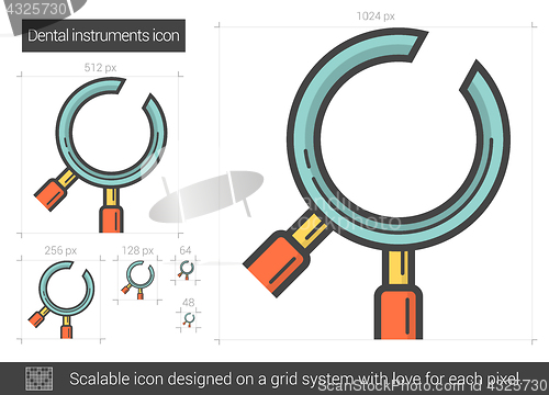 Image of Dental instruments line icon.