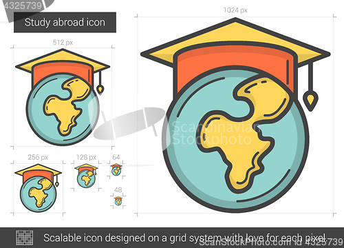 Image of Study abroad line icon.