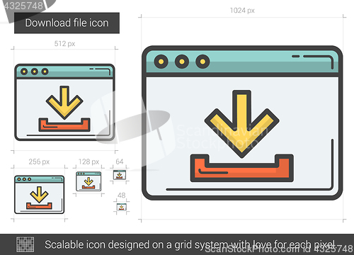 Image of Download file line icon.