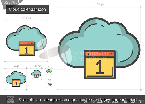 Image of Cloud calendar line icon.