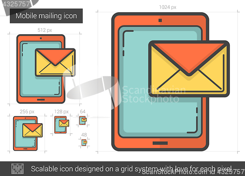 Image of Mobile mailing line icon.