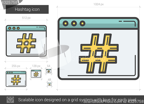 Image of Hashtag line icon.