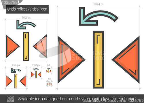 Image of Undo reflect vertical line icon.
