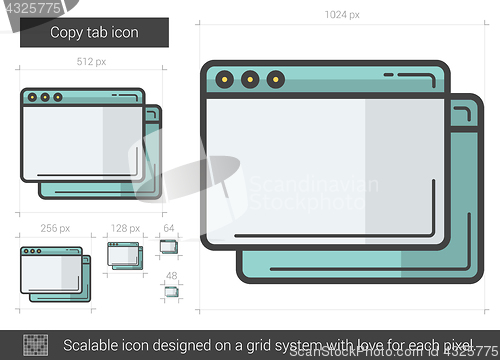 Image of Copy tab line icon.