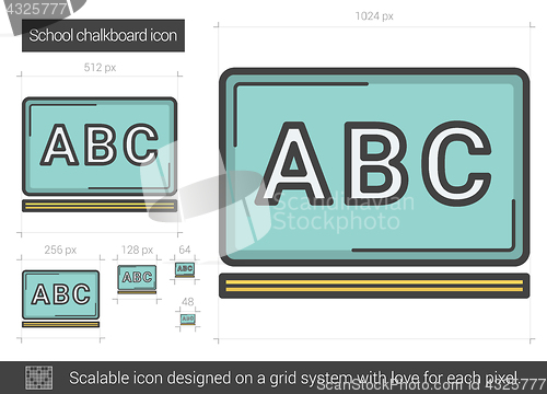 Image of School chalkboard line icon.