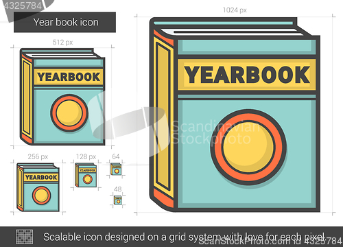 Image of Year book line icon.